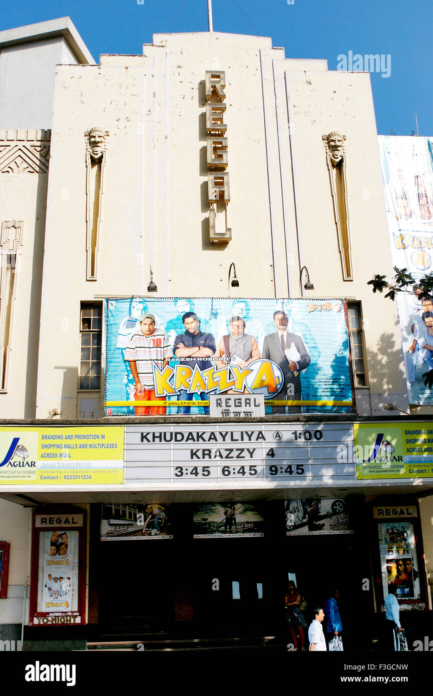 Regal cinema showing hindi bollywood movie krazzy 4 ; Bombay now Mumbai ; Maharashtra ; India Stock Photo