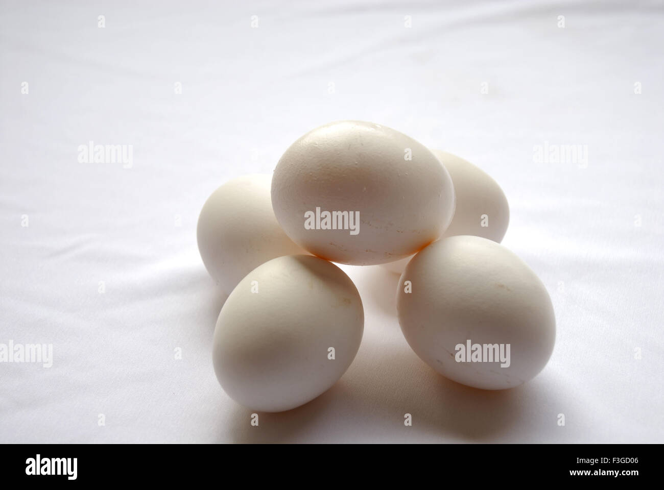 Eggs on white background Stock Photo
