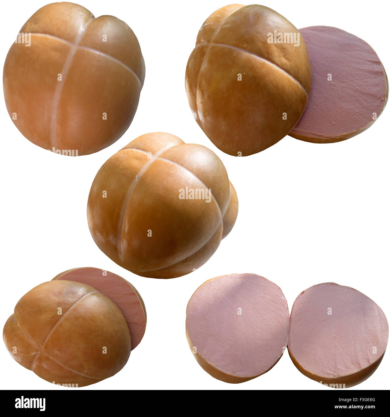 Sausage, heap, fastfood, cholesterol, meal, barbecue, beef, white, fat, unhealthy Stock Photo