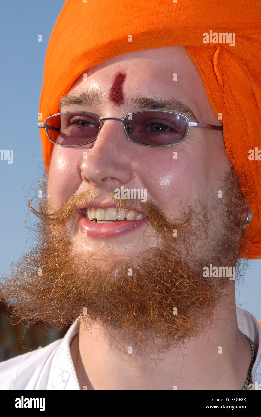 Foreigner man in Rajasthani costume ; Jodhpur ; Rajasthan; India MR#682J Stock Photo