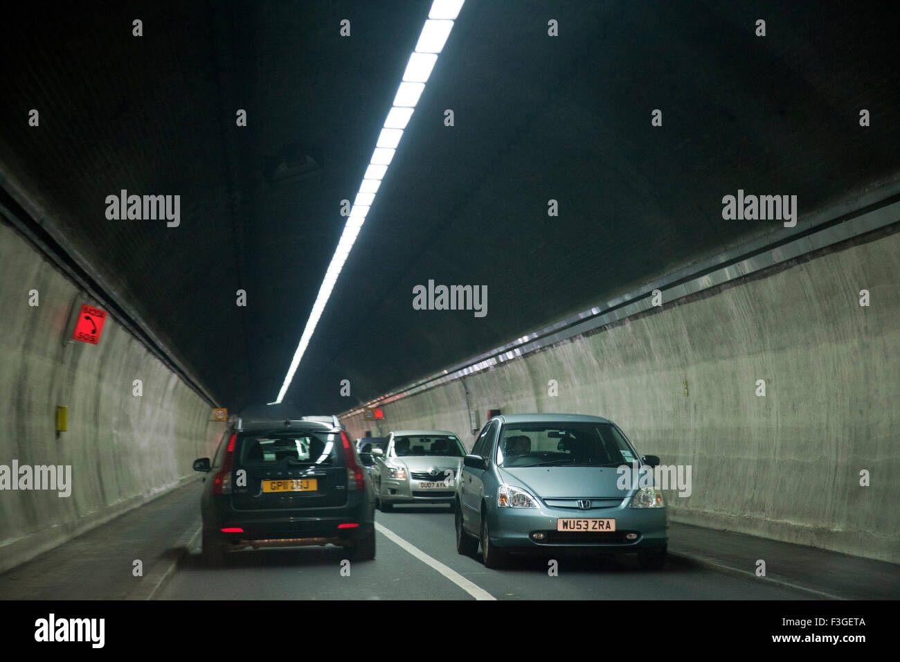 Cars in Rotherhithe Tunnel London UK Stock Photo Alamy