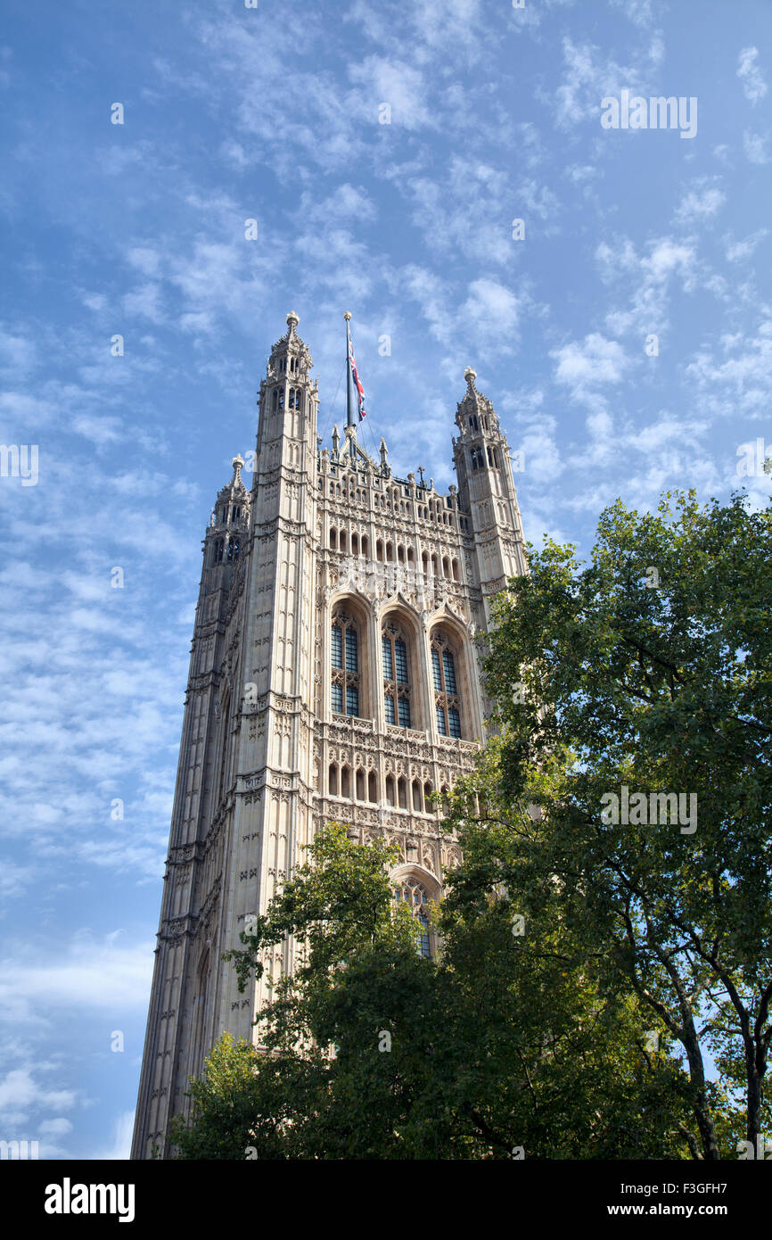 Victoria Tower as part of Palace of Westminster in London UK Stock Photo