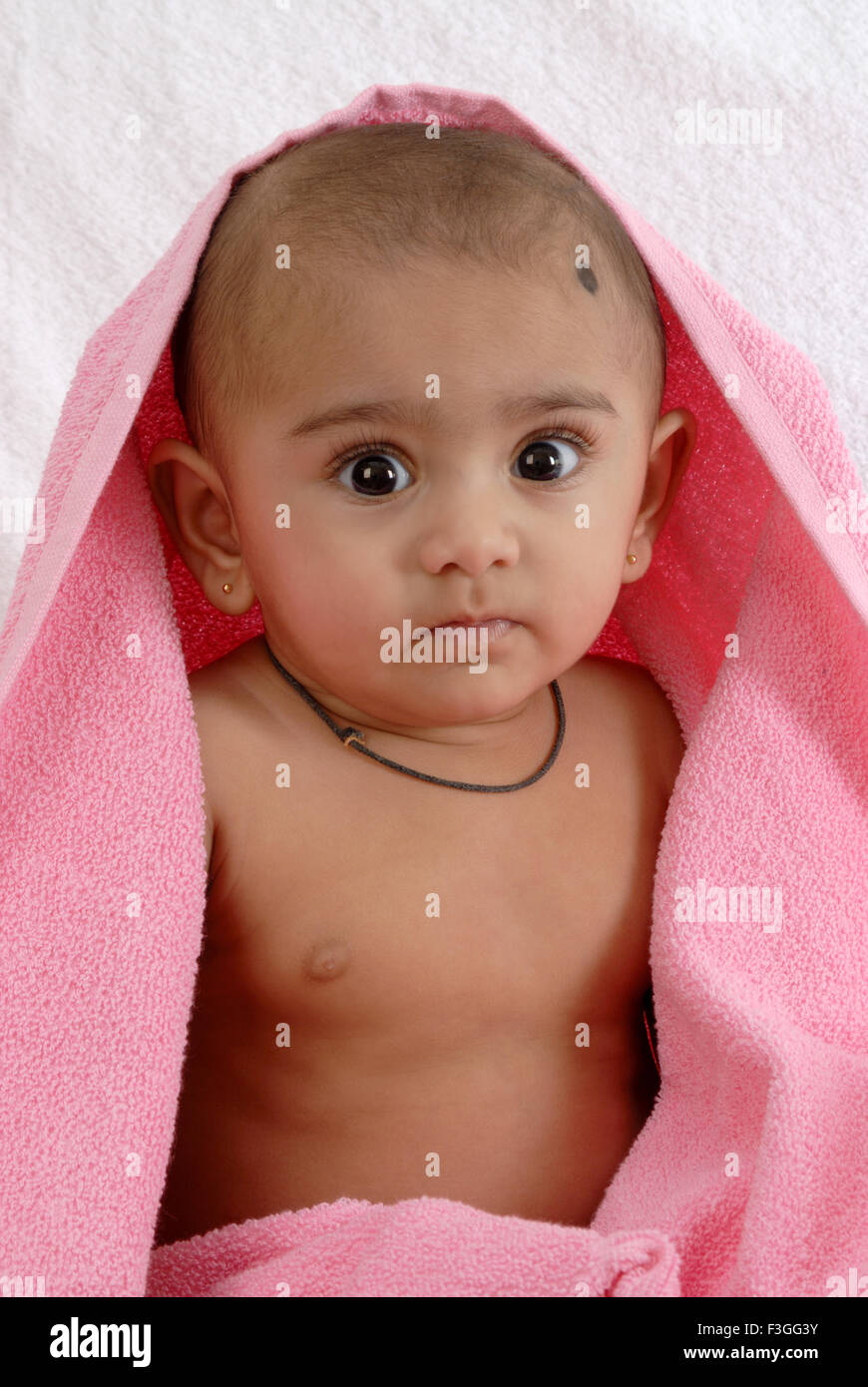 Naked girls babys Indian Baby Girl Child Naked Amulet Head Covered With Pink Towel Mr 152 Rmm 134423 Stock Photo Alamy