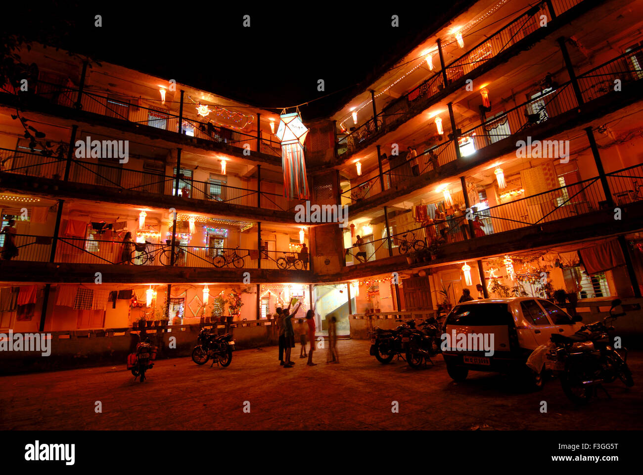Diwali deepawali Festival ; buildings decorated with kandil lighting