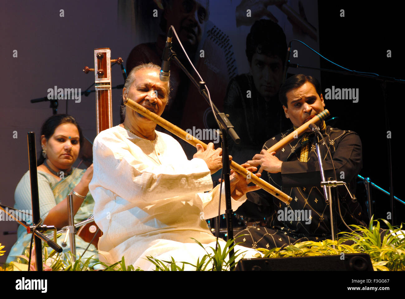 South Asian Indian Padma bhushan Hari prasad Chaurasia playing flute