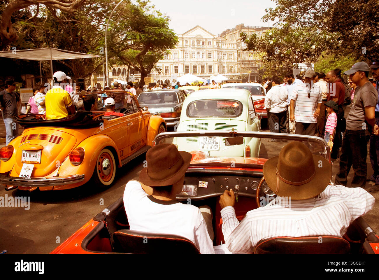Vintage cars ; Kalaghoda ; Bombay now Mumbai ; Maharashtra ; India Stock Photo