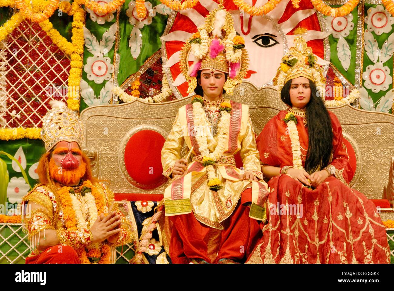Ramleela ; Hindu mythological character from Ramayan ; playing Role of Ram  Sita & Hanuman during Dussera dusera festival Stock Photo - Alamy