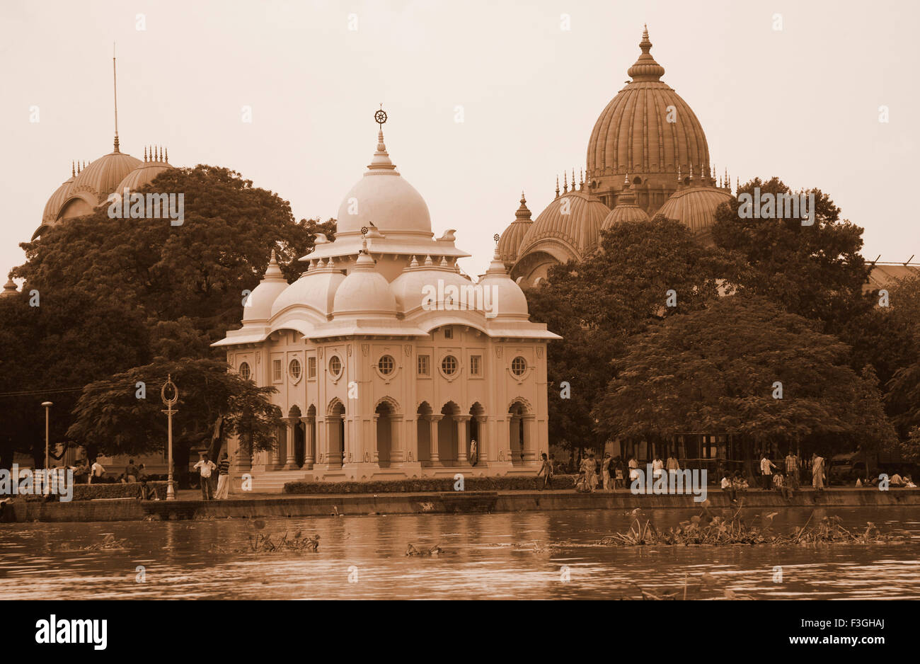Belur Math headquarter of Ramakrishna Mission founded by philosopher Vivekananda bank River Hooghly Calcutta Kolkata Stock Photo