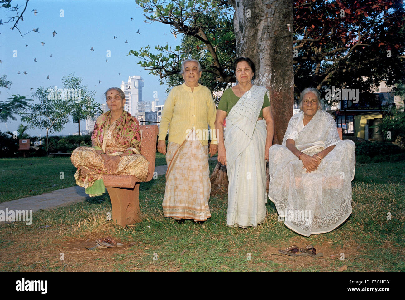 Group of senior citizens at nana nani park ; an exclusive park for