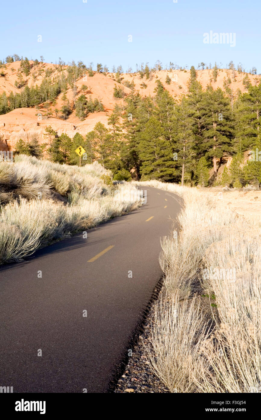 A quite road at Bryce canyon national park ; U.S.A. United States of America Stock Photo
