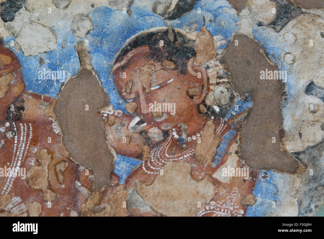 Yakshi semi divine in cave 2 ; Ajanta ; Aurangabad ; Maharashtra ; India Stock Photo