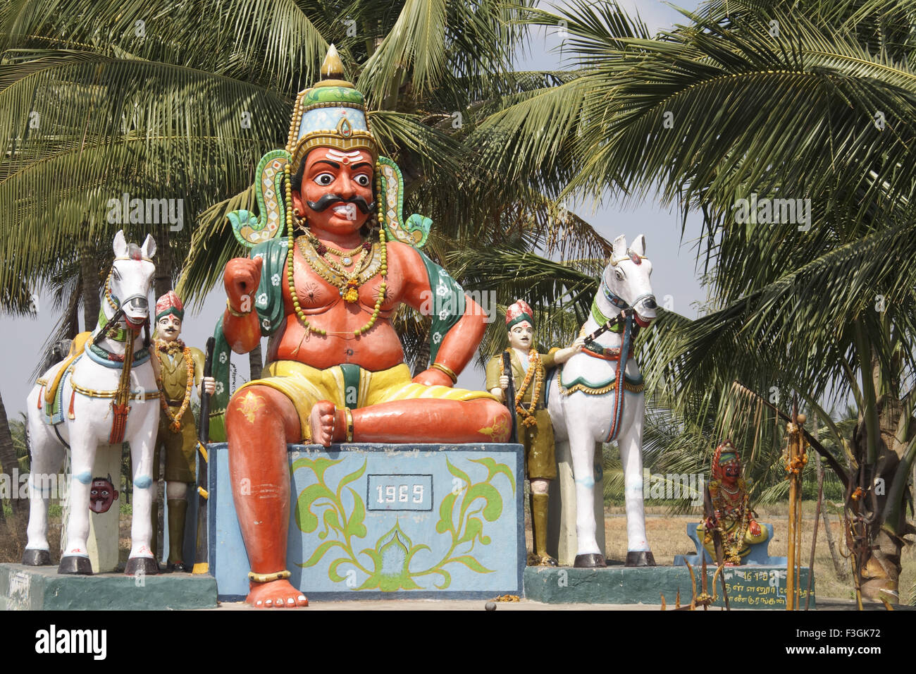 Chief deity outside the village to protect it from any evil ; Krishnagiri ; Tamil Nadu ; India Stock Photo