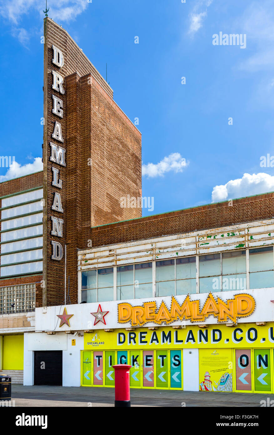 The old entrance to Dreamland (the new entrance is down an alley to the side), Margate, Kent, England, UK Stock Photo