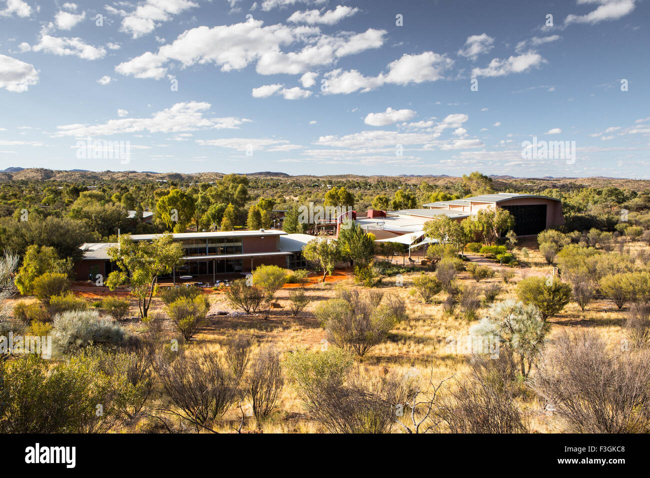 The view over Alice Springs Desert Park towards Alice Springs in Northern Territory, Australia Stock Photo