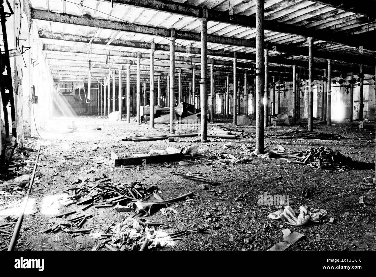 Shut down textile mill due to labour unrest ; Bombay now Mumbai ; Maharashtra ; India Stock Photo