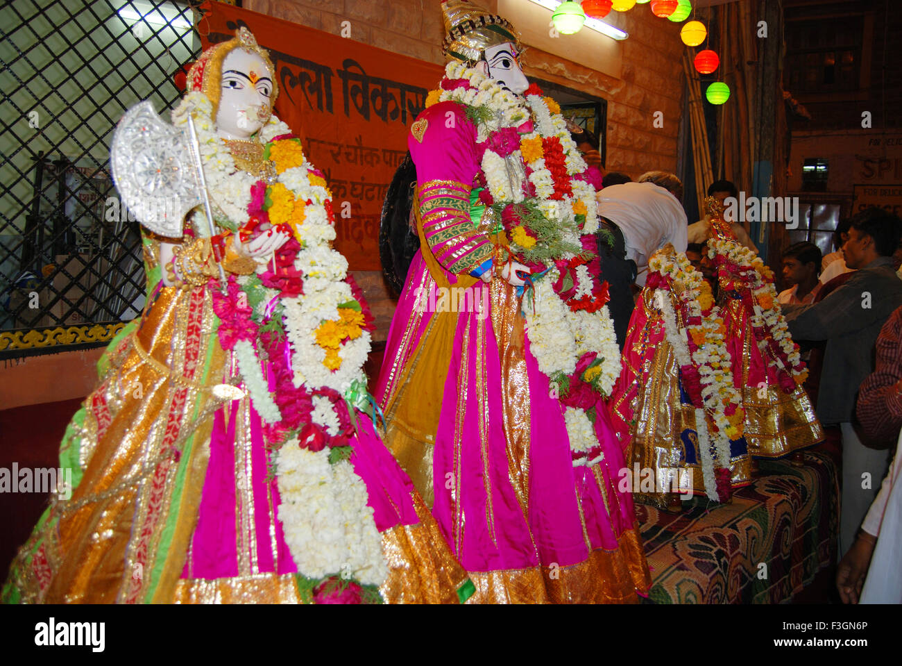Statues of lords ; Gangaur procession ; Jodhpur ; Rajasthan ; India Stock Photo