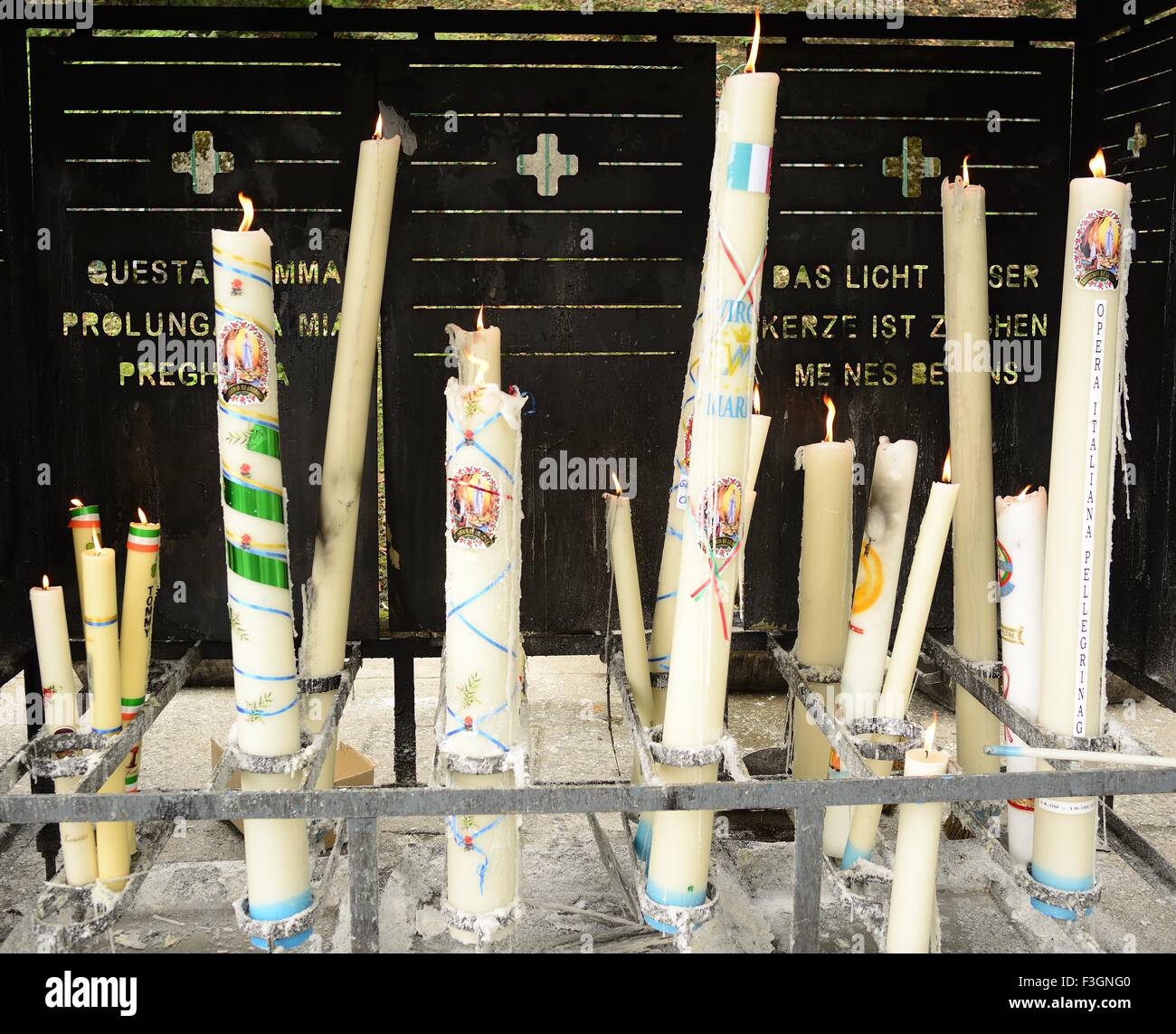 Candles at Lourdes, Shrine and Sanctuary in the HautesPyrénées Stock