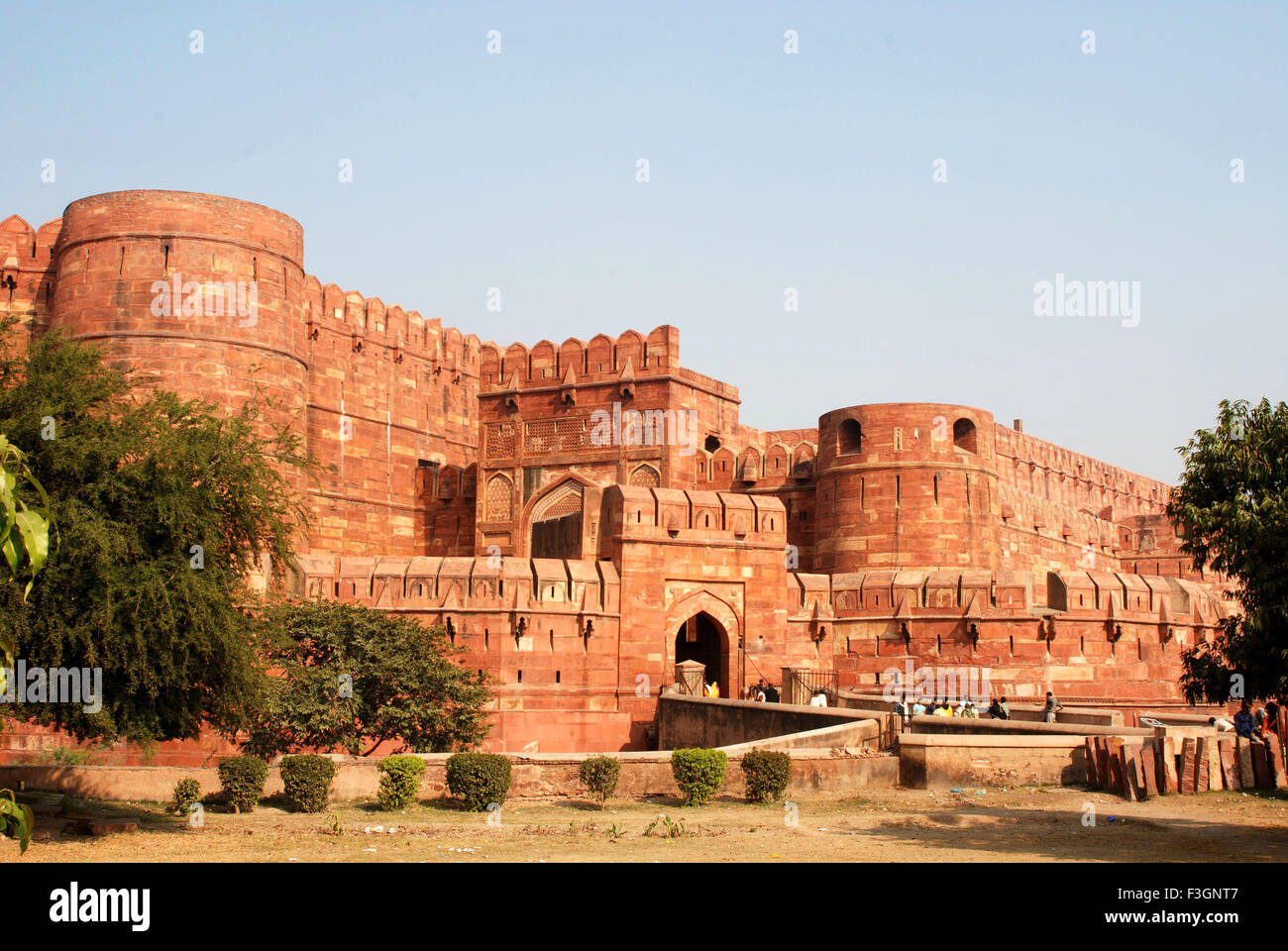Wide angle of Red fort ; Agra ; Uttar Pradesh ; India Stock Photo