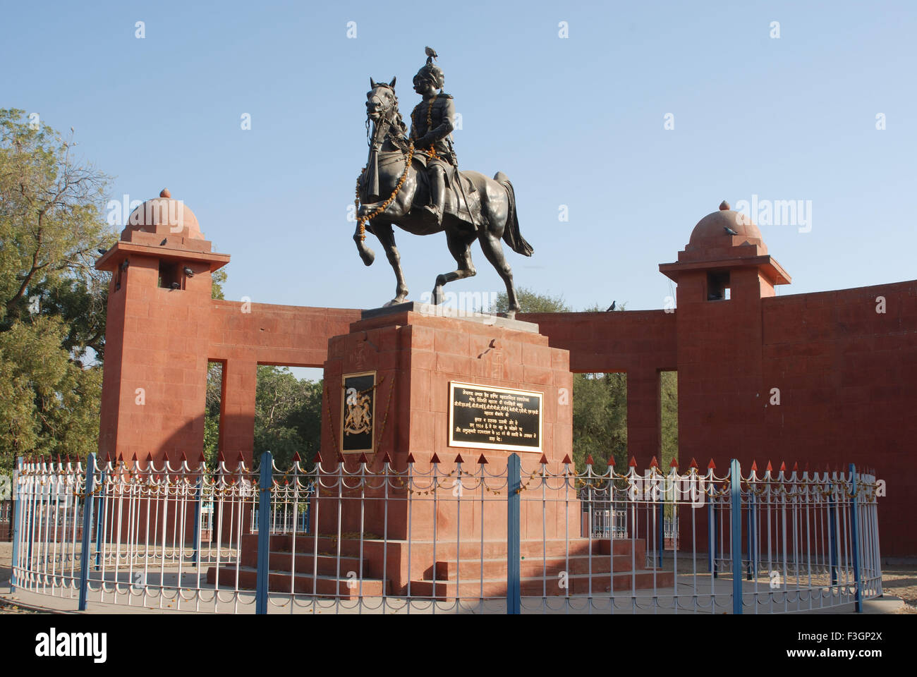 Statue of maharaja Ganga Singh ; Bikaner ; Rajasthan ; India Stock Photo