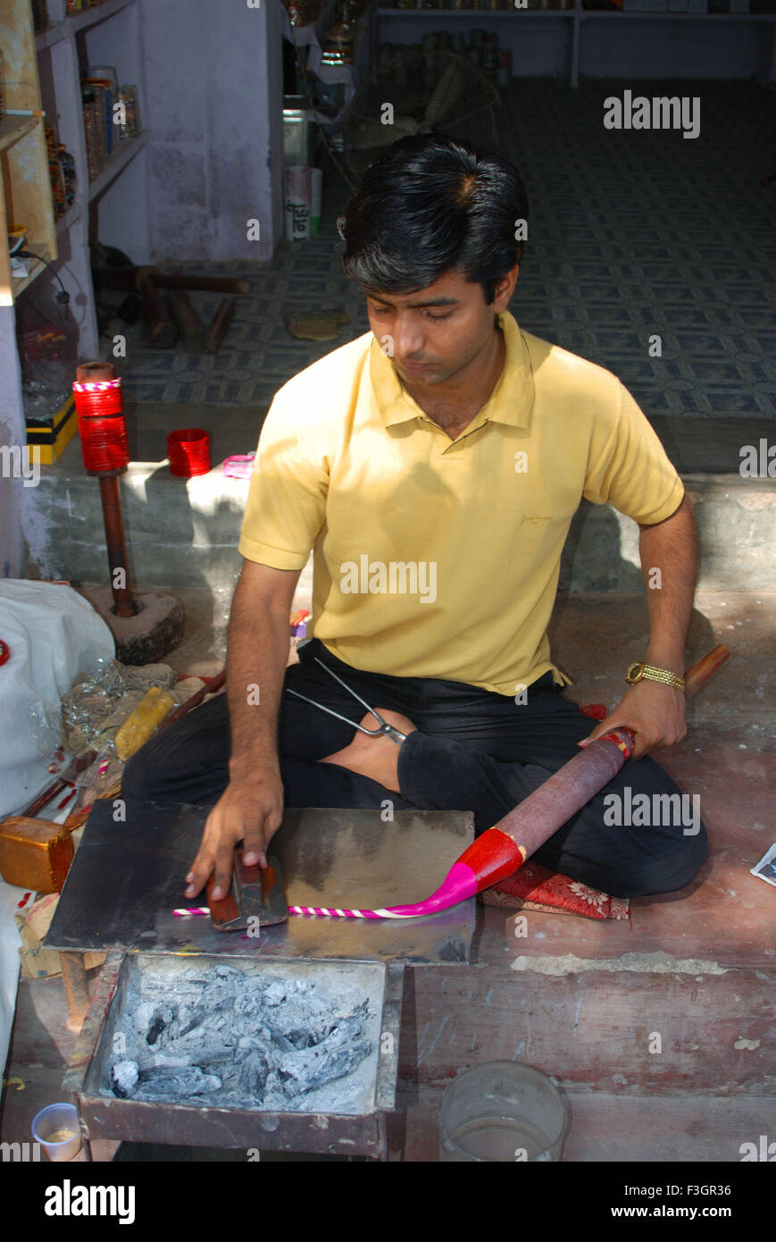 wax bangle making, Jodhpur, Rajasthan, India, Asia Stock Photo