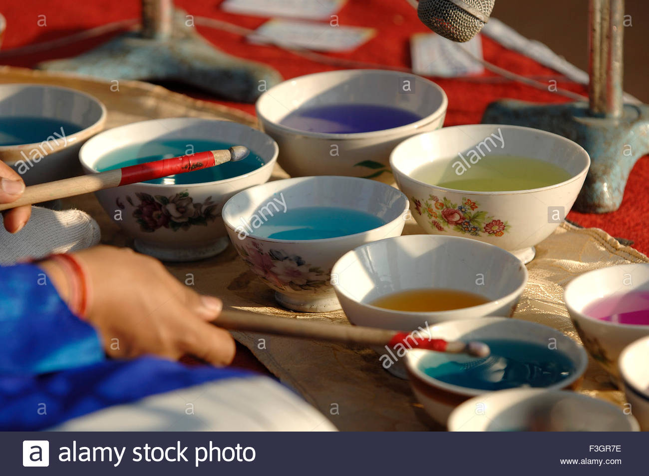 Jal tarang porcelain bowls with water traditional music instrument