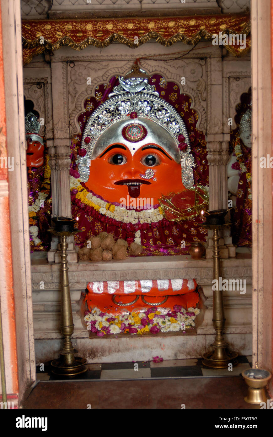 Idol of jay ma Gadhkalika devi ; Ujjain city ; Madhya Pradesh ; India Stock Photo