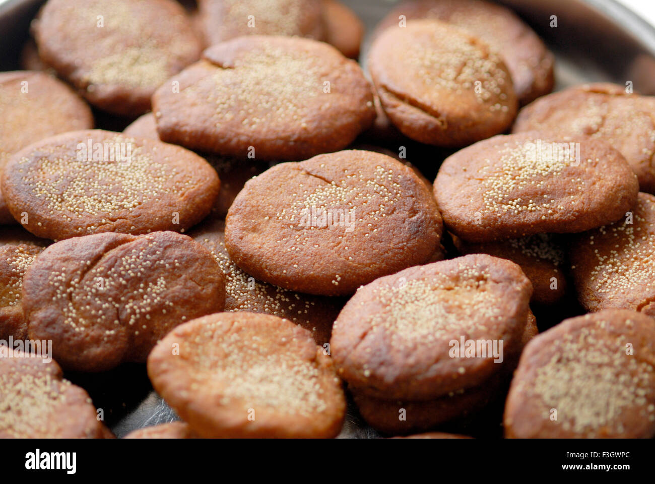 Food name gunya sweet from north Maharashtra ; Khandesh ; Maharashtra ; India Stock Photo