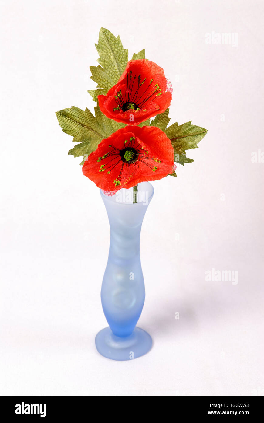 Artificial flowers poppy fake flower in sateen cloth, India, Asia Stock Photo