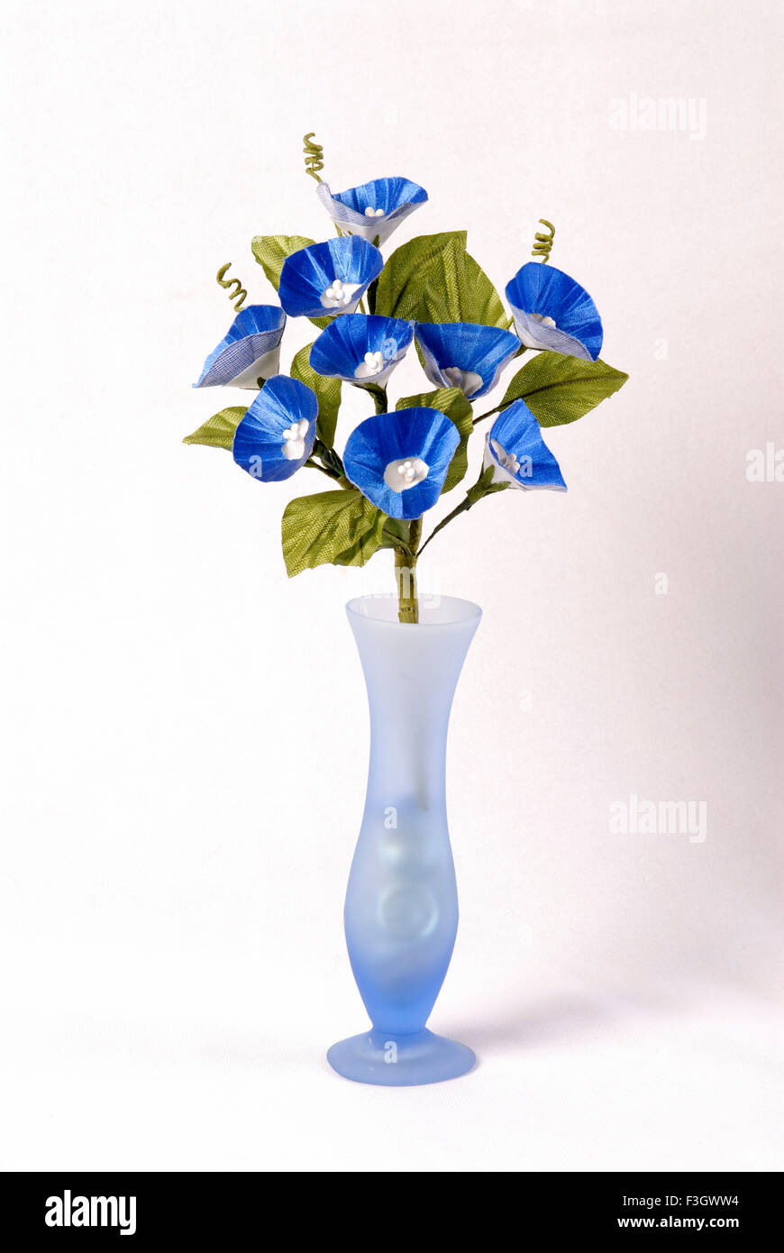Artificial flowers bluebell fake flower in sateen cloth, India, Asia Stock Photo
