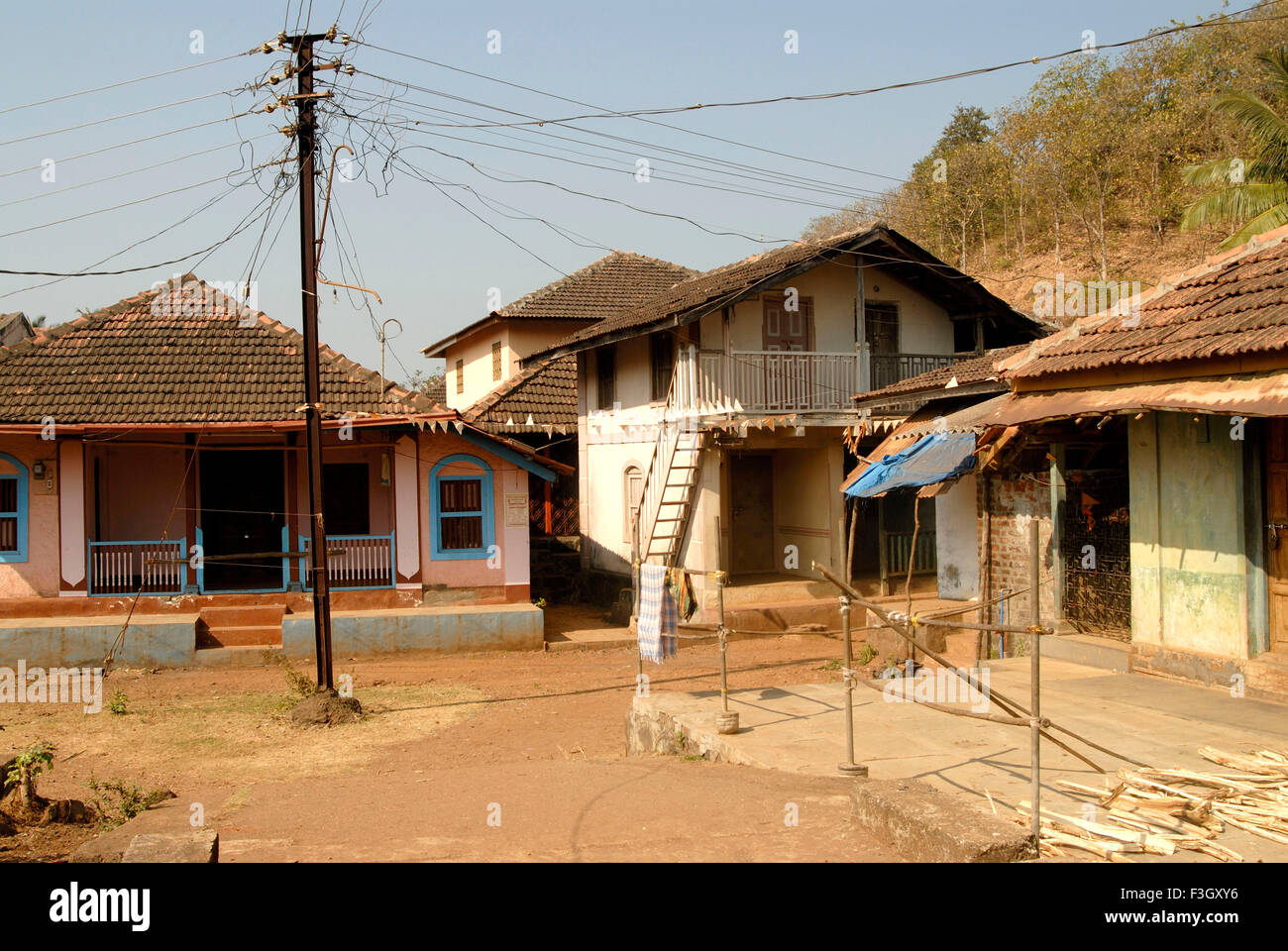 Electricity in small village bagmandla District Raigadh ; Maharashtra ; India Stock Photo