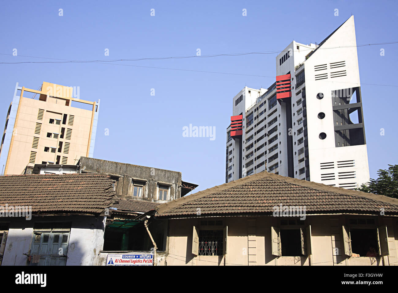 Ganjawala building chawl ; Sane Guruji Marg called as Arthur Road ; Bombay now Mumbai ; Maharashtra ; India Stock Photo