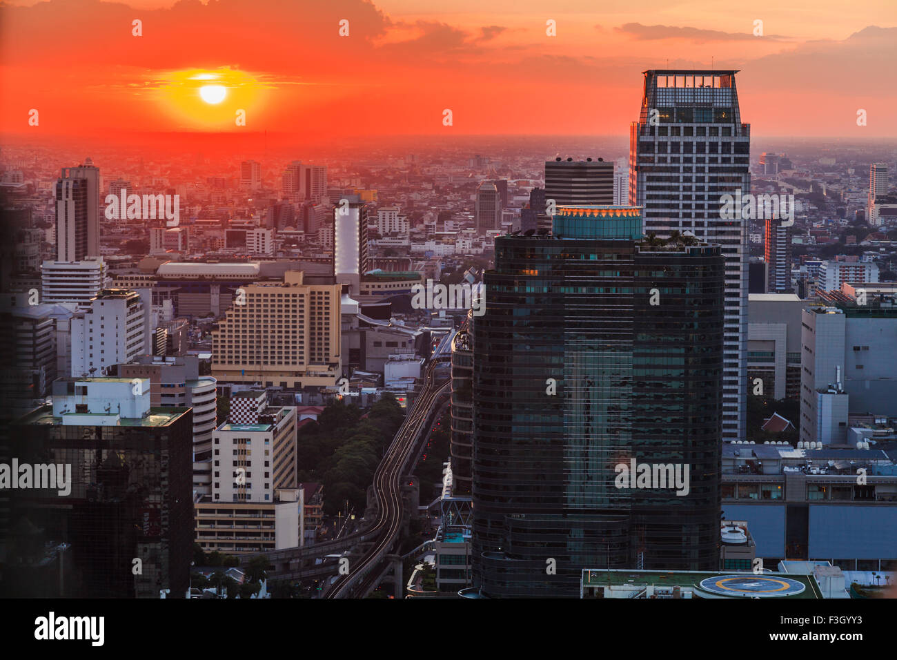 Skyline of Bangkok at sunset, Thailand Stock Photo Alamy