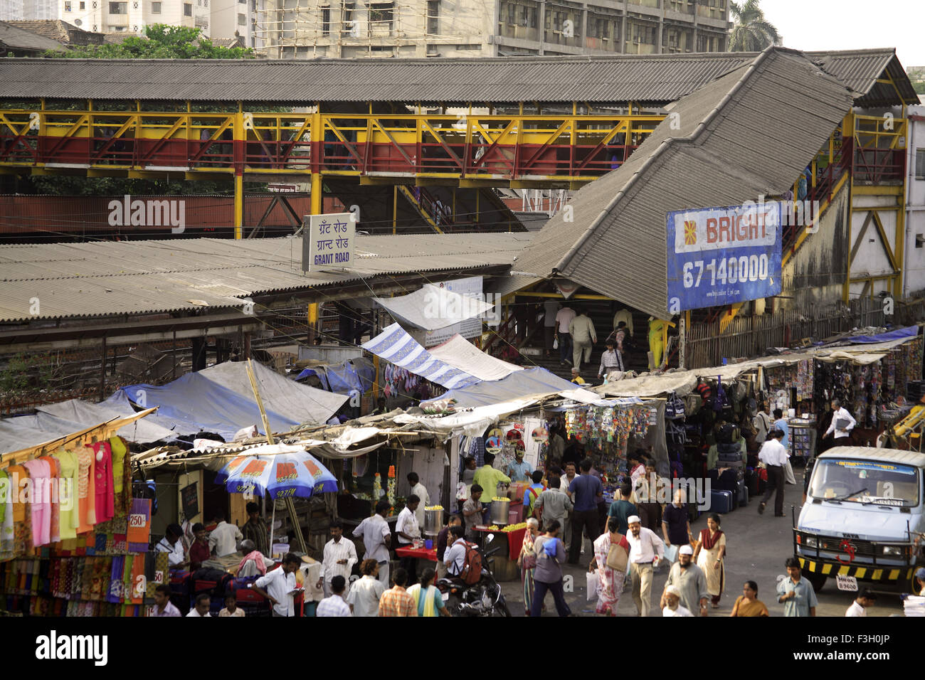 Suburban western railway local train station ; Grant road ; Bombay now