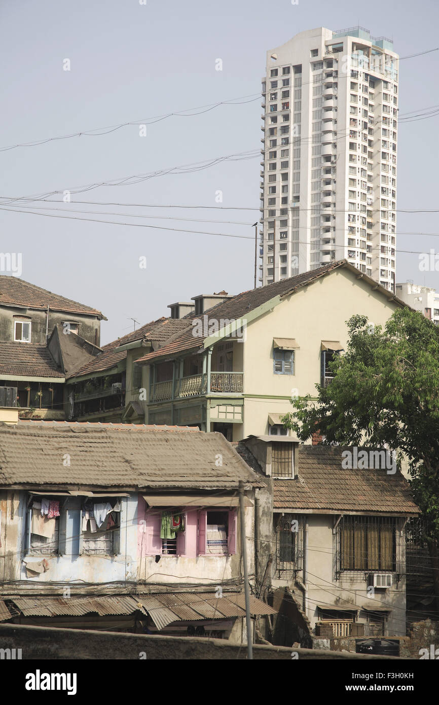 Mass Urban Housing Muzaffarabad Hall and Haji Kasam chawl at Grant Road ; Bombay now Mumbai ; Maharashtra ; India Stock Photo