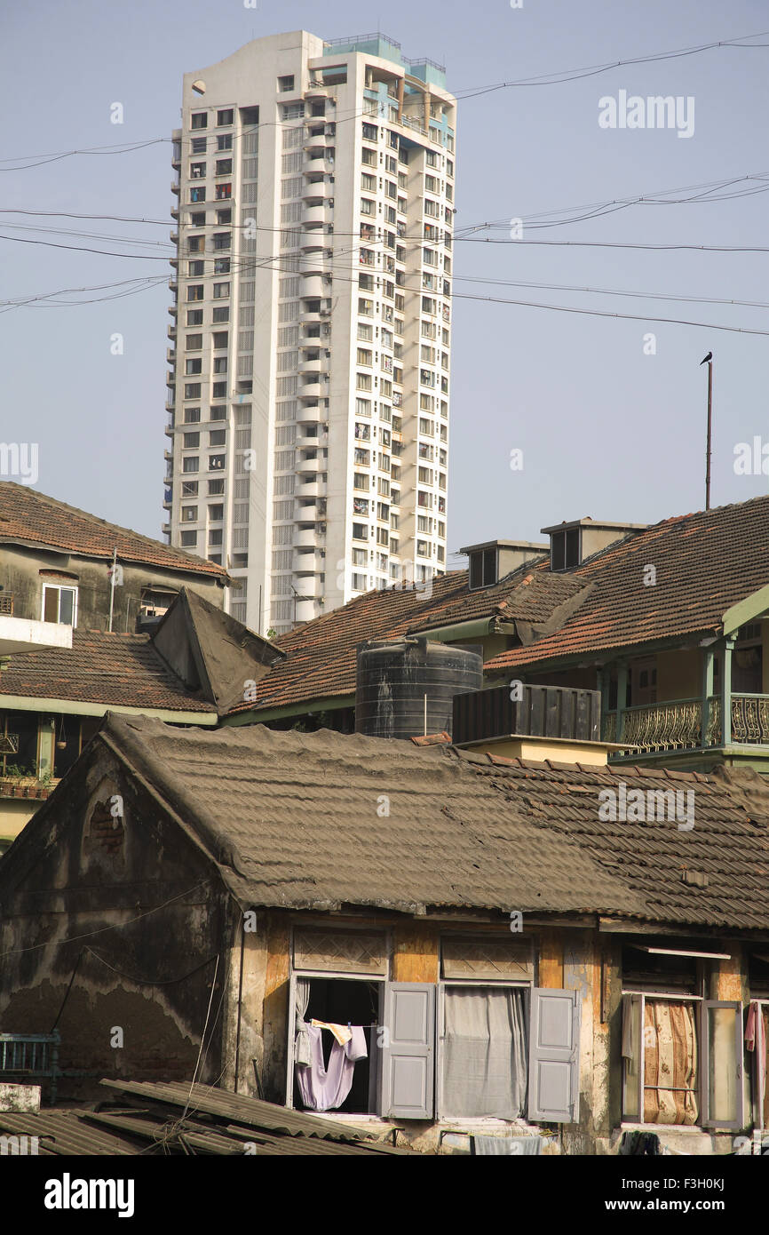 Mass Urban Housing Muzaffarabad Hall and Haji Kasam chawl at Grant Road ; Bombay now Mumbai ; Maharashtra ; India Stock Photo
