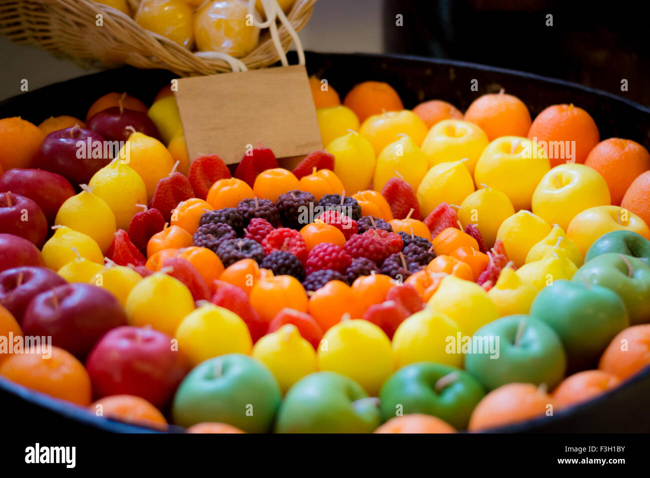 candle shaped different varieties of fruits Stock Photo Alamy