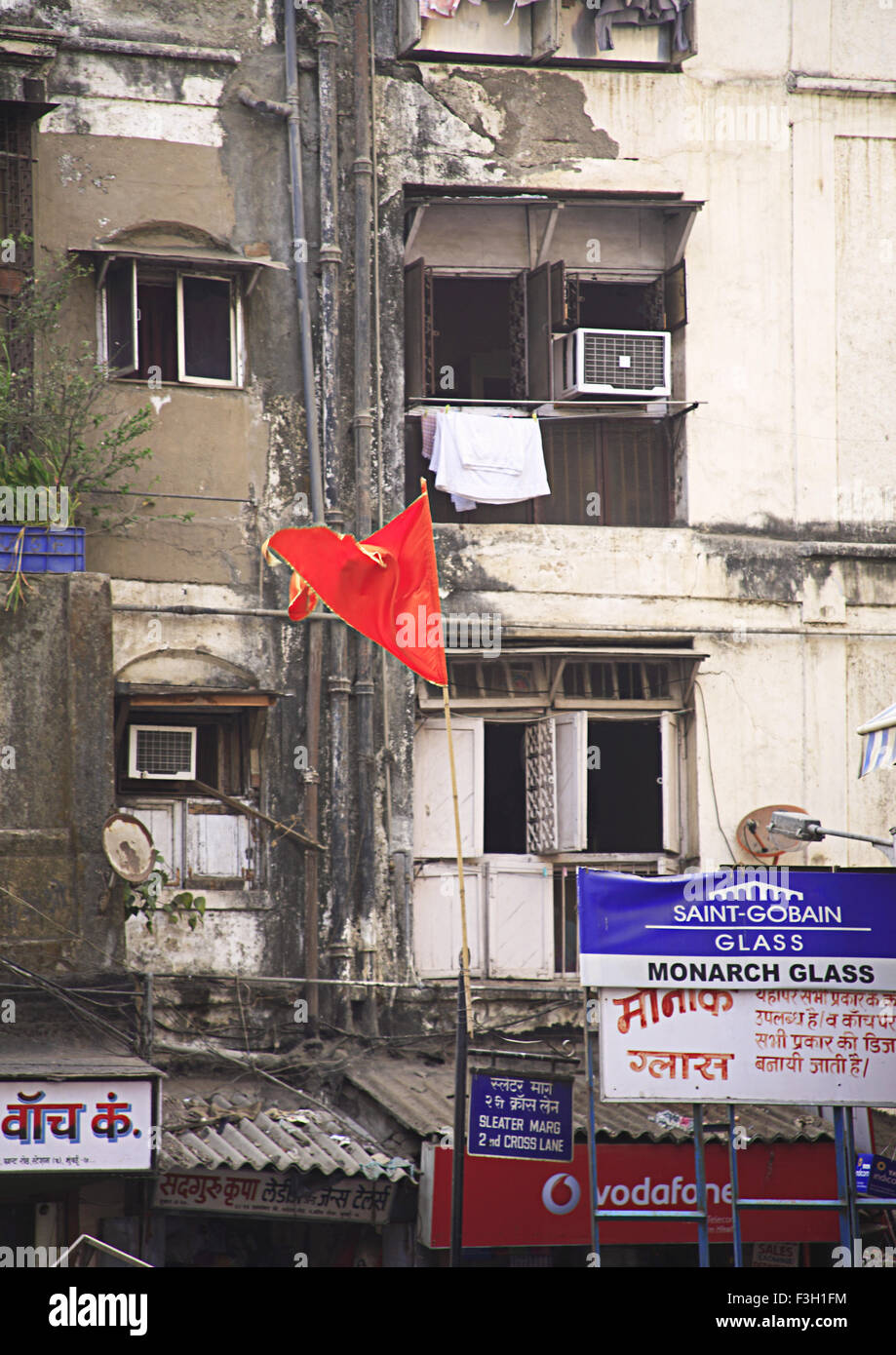 Old Abhyankar building chawl ; N. Bharucha road ; Grant road ; Bombay now Mumbai ; Maharashtra ; India Stock Photo