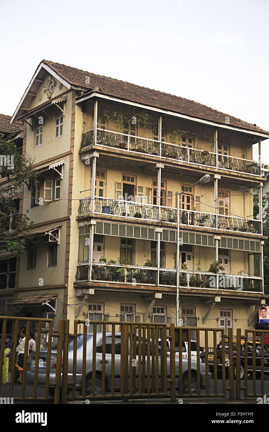 Old building ; Javji dadaji street ; Tardeo ; Grant Road ; Bombay Mumbai ; Maharashtra ; India Stock Photo