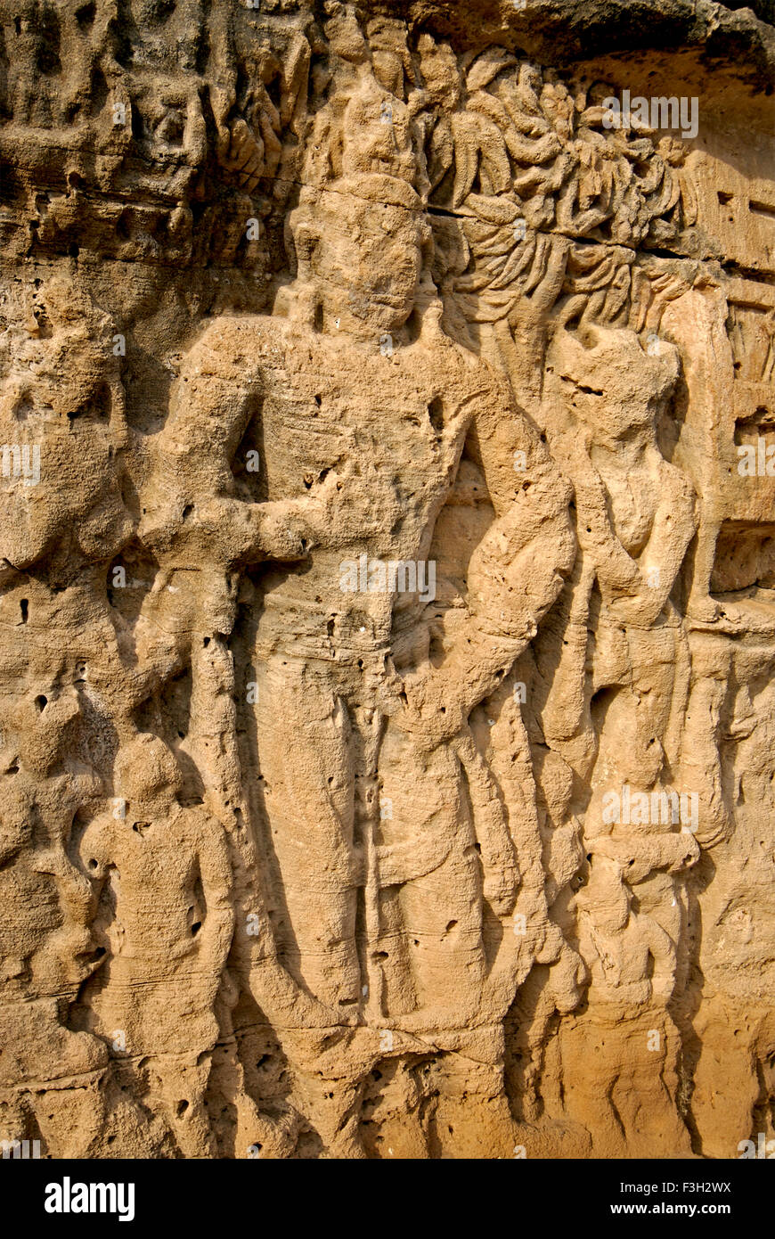 Bodhisatva Avalokiteshvara rock cave Khambhaliya dating from around 4th Century AD ; Rajkot ; Gujarat ; India Stock Photo