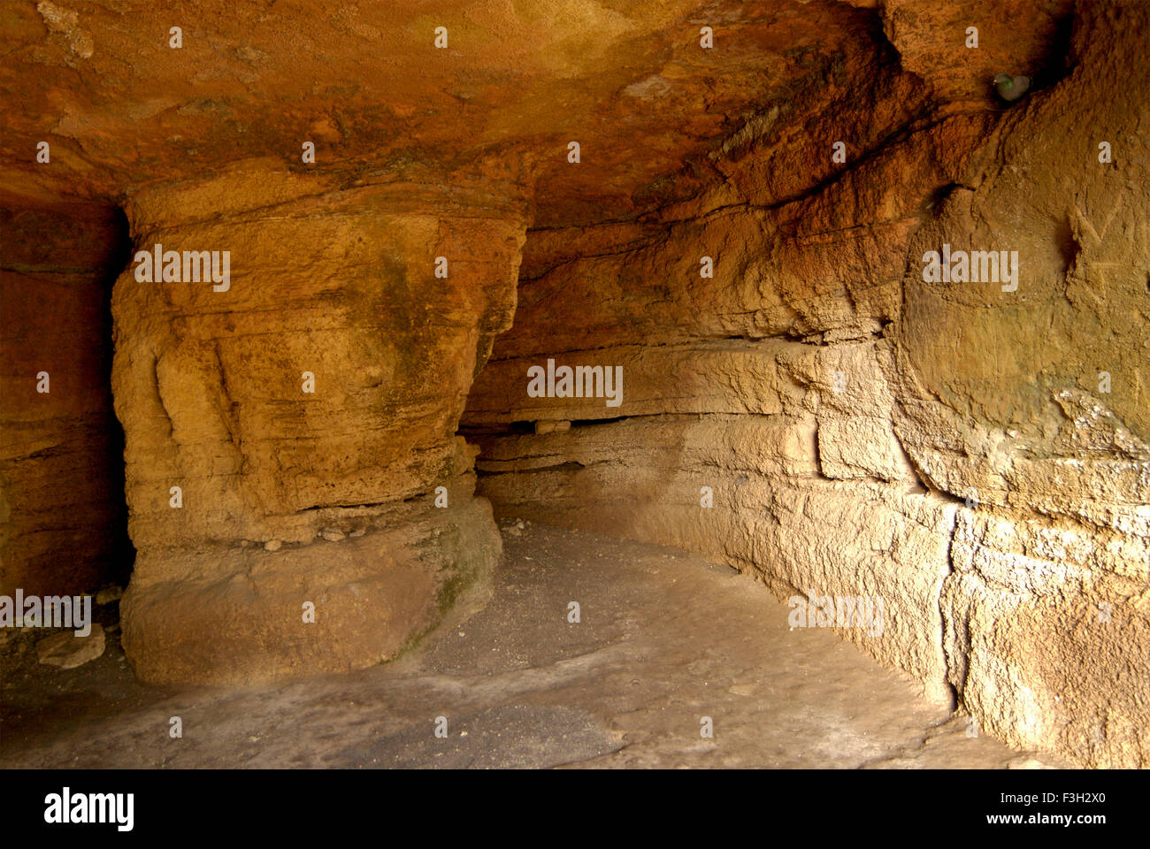Rock caves Khambhaliya dating from around 4th Century AD ; Rajkot ; Gujarat ; India Stock Photo