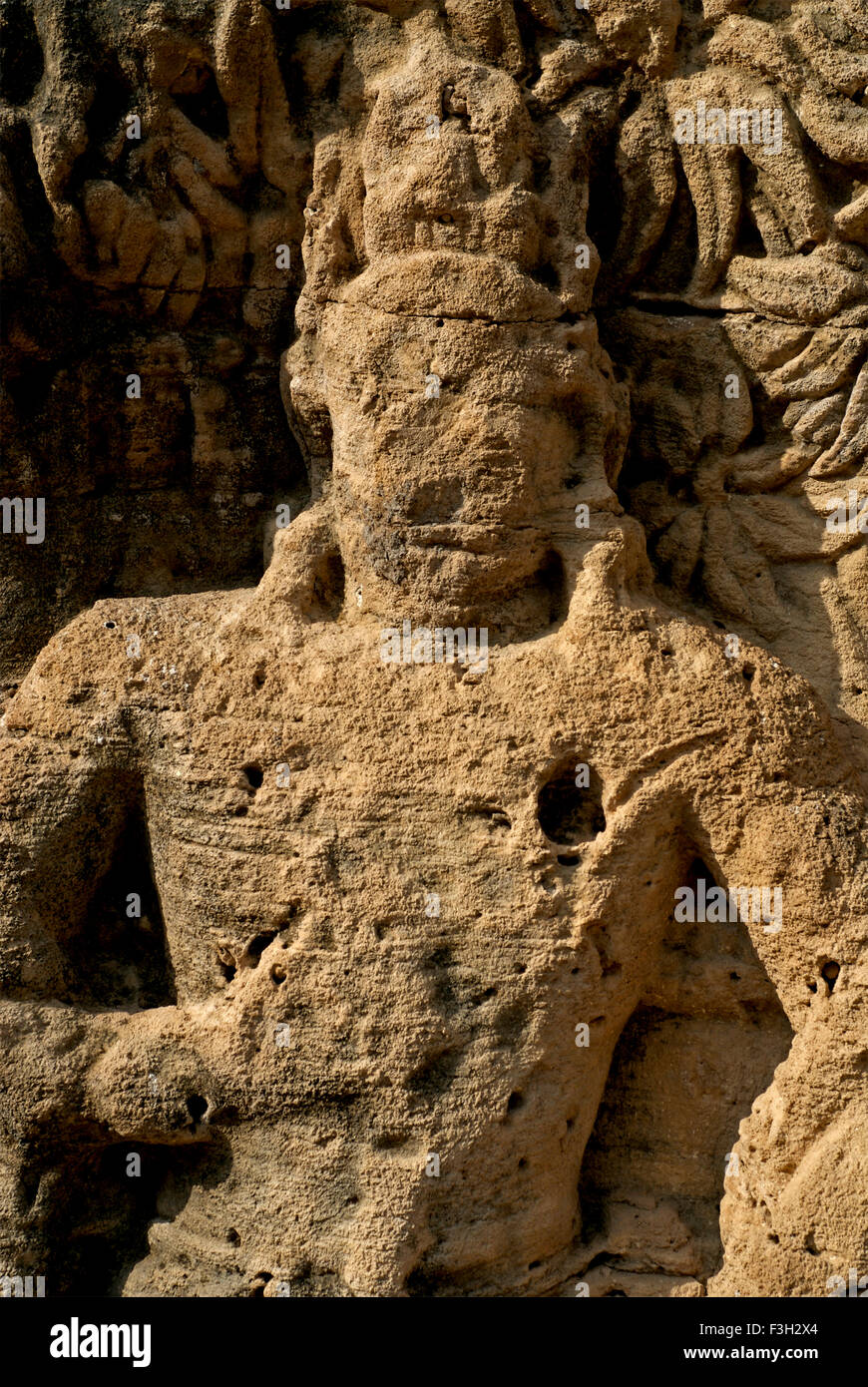 Bodhisatva Avalokiteshvara rock cave Khambhaliya dating from around 4th Century AD ; Rajkot ; Gujarat ; India Stock Photo