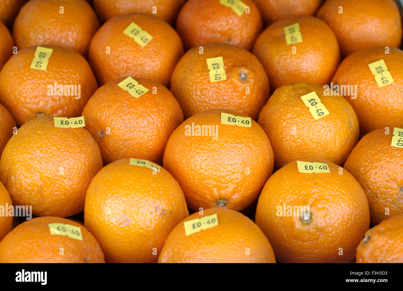Fruits ; Oranges on sale price tag at Harrow On The Hill London ; U.K