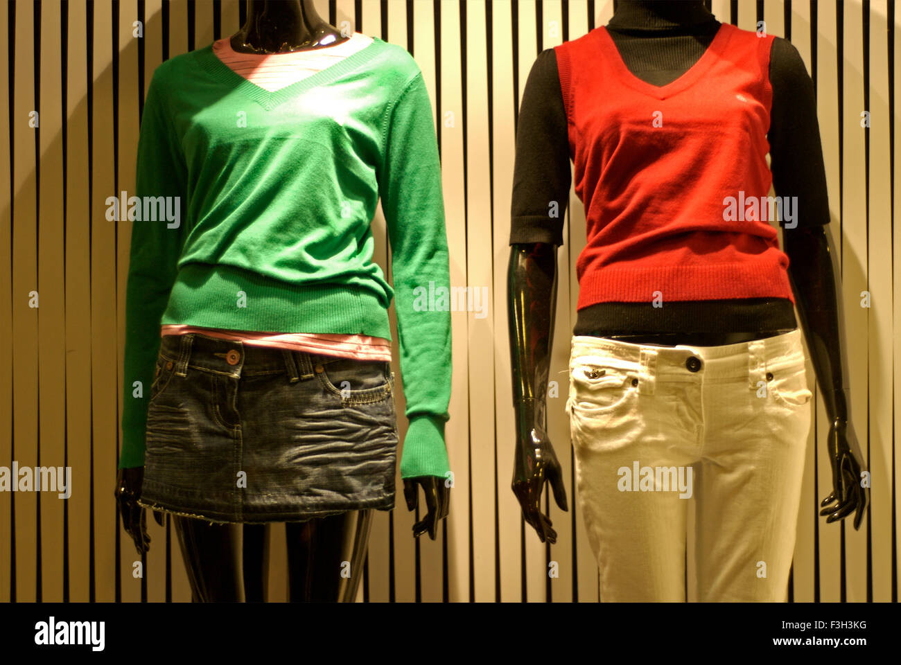Women fashion on display in store in Cambridge ; U.K. United Kingdom