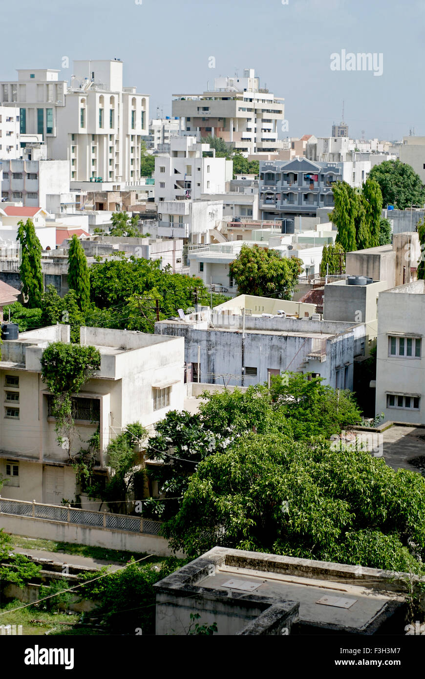Buildings and bungalows, Rajkot, Saurashtra, Gujarat, India, Asia Stock Photo