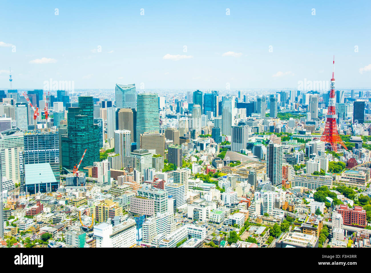 Tokyo Tower and Tokyo Skytree,view from Roppongi Hills observatory ...