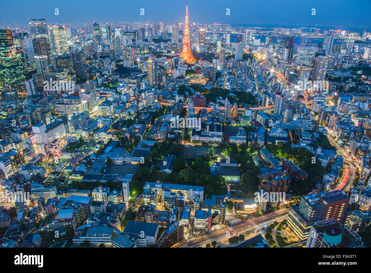 Tokyo Tower from Roppongi Hills observatory, Minato-Ku,Tokyo,Japan Stock Photo