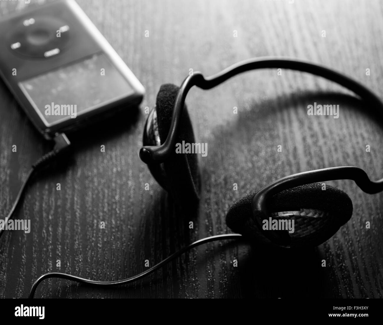 Headphones and player Stock Photo