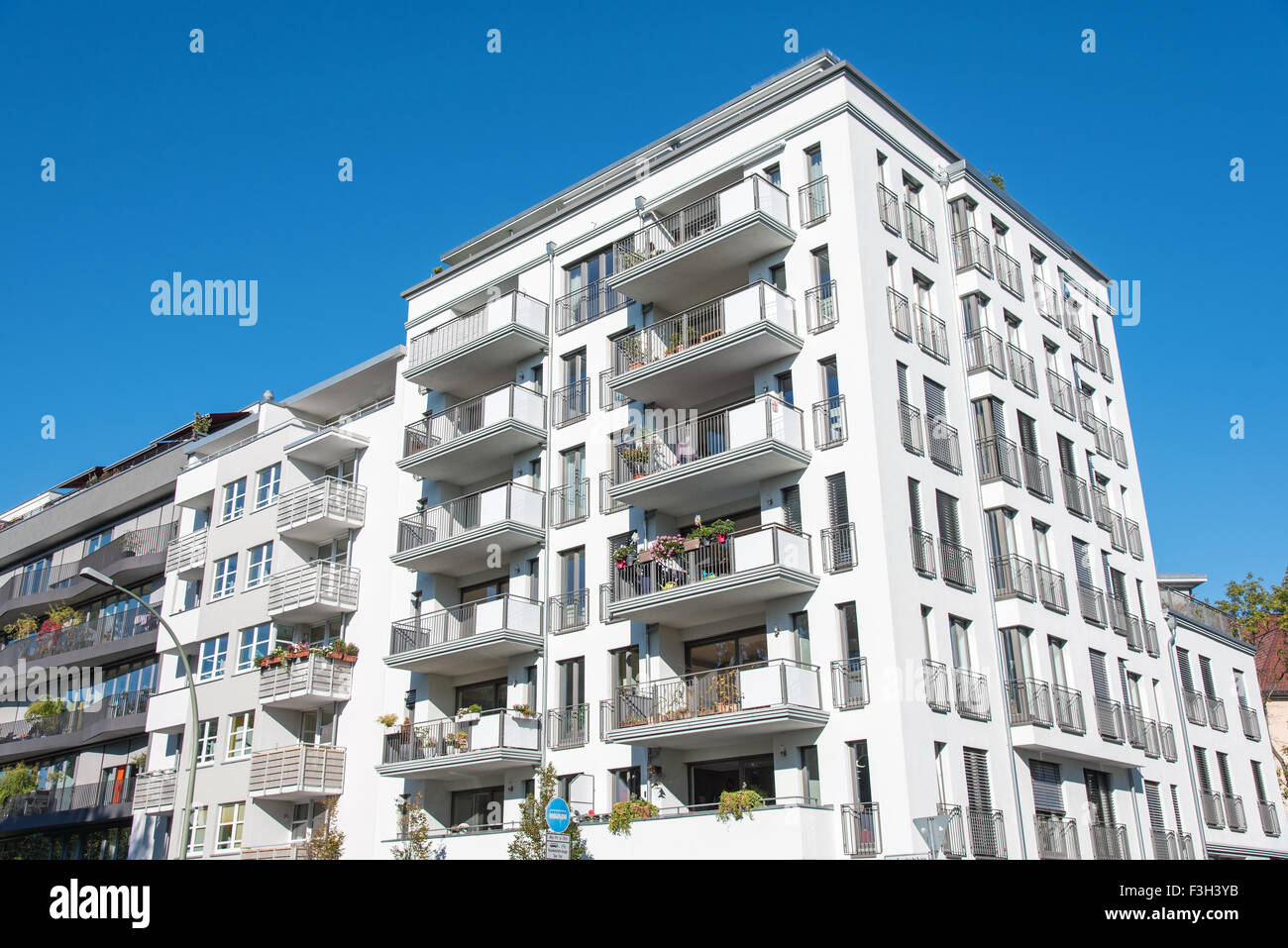 Modern white apartment building seen in Berlin Stock Photo - Alamy