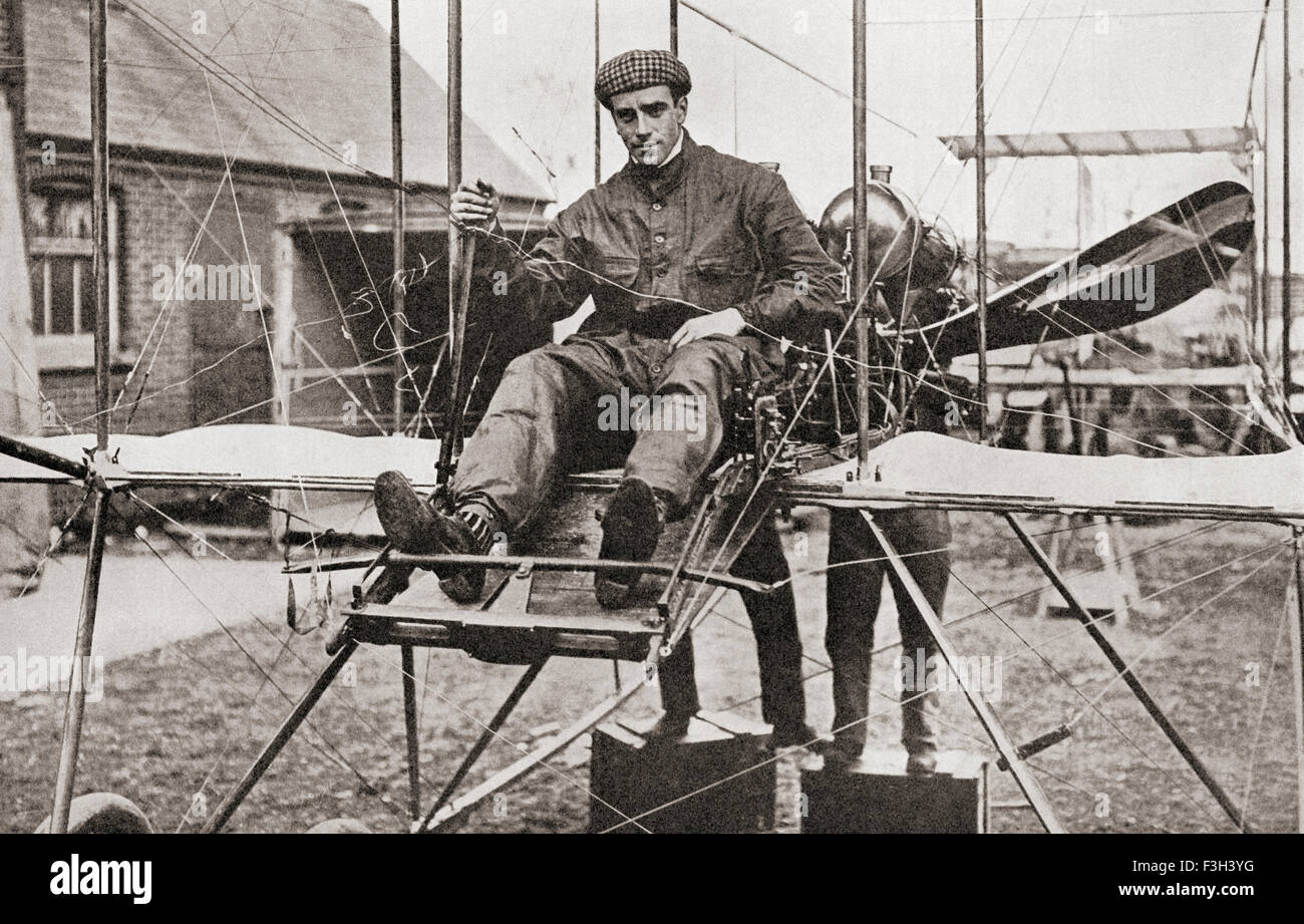 Claude Grahame-White, 1879 – 1959.  English pioneer of aviation, and the first to make a night flight during the Daily Mail sponsored 1910 London to Manchester air race. Stock Photo