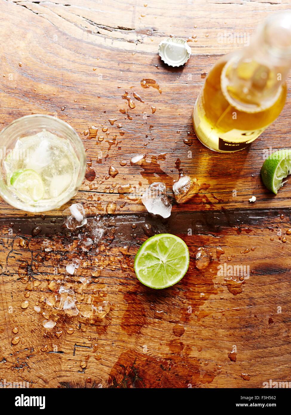 Lime, ice, beer Stock Photo